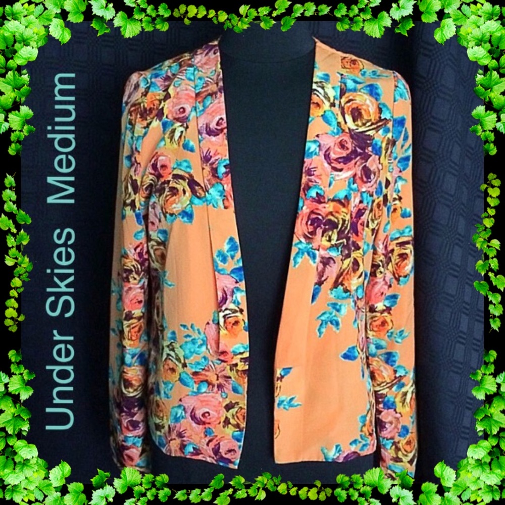 Under Skies Floral Print Jacket Size Medium - Picture 1 of 6